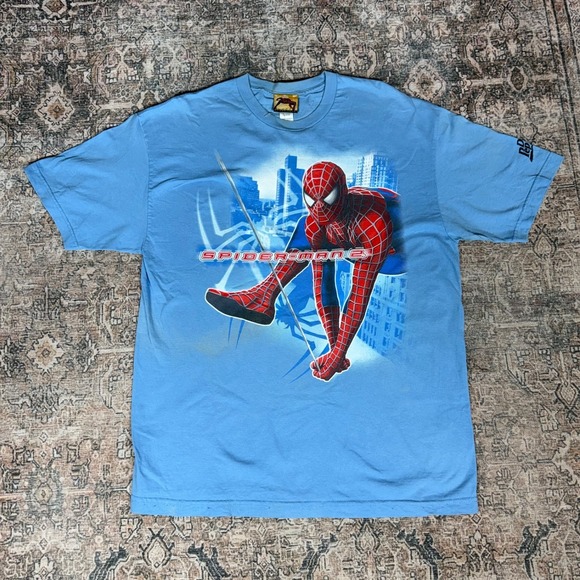 Spiderman Other - Vtg Y2K 2004 Spider-Man 2 Official Movie Promo TShirt Marvel Blue Mens XL RARE